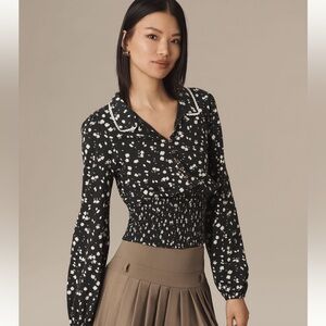 Anthropologie Maeve smocked button-down top